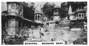 Indian Empire Architecture Drucke: Burning Ghat, Benares, India, c1925