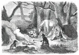 Australian Rural Landscape Photography Drucke: Bushing It - Camped for the Night, 1850. Creator: Unknown