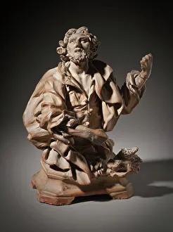 Skulptur eines Heiligen (Möglicherweise Heiliger Longinus), Modell für ein Reliquiarium, spätes 18. Jahrhundert. Schöpfer: Giuseppe Sanmartino
