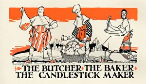 Der Schlachthofbesitzer, der Bäcker und der Kerzenständermacher 1925. Künstler: John Archibald Austen