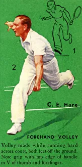 British Tennis Player Drucke: C. E. Hare - Forehand Volley, c1935. Creator: Unknown