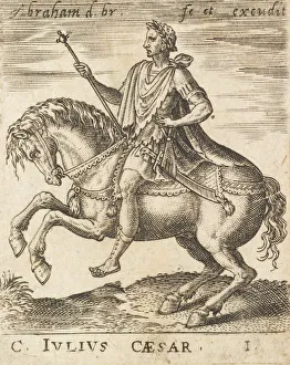 Sixteenth Century Engravings Drucke: C. Julius Caesar from Twelve Caesars on Horseback, c1565-1587. Creator: Abraham de Bruyn