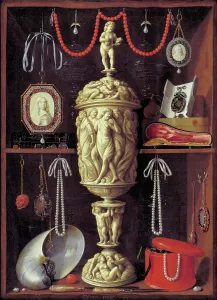 German Oil Painting Drucke: A Cabinet with Objects of Art, 1665-1667. Creator: Georg Hainz