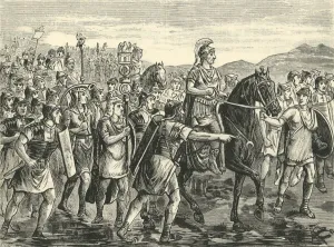 Cassells Illustrated Universal History Drucke: Caesar Crossing the Rubicon, 1890. Creator: Unknown