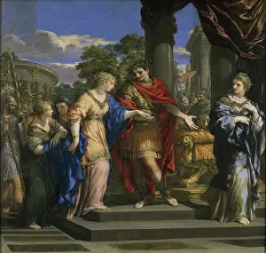 Pietro Da Cortona Artist Drucke: Caesar Restoring Cleopatra to the Throne of Egypt