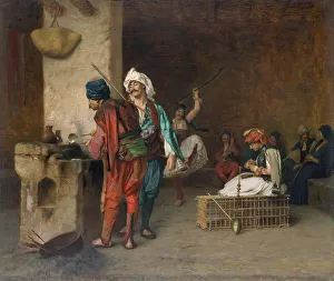Drucke von Kaffeehaus, Kairo (Castingschussbulleten), 1884 oder früher Jean Leon Gerome Drucke: Kaffeehaus, Kairo (Gesangsvogel), um 1884 oder früher. Ersteller: Jean-Léon Gérôme