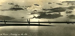 Black And White Middle East Images Drucke: Cairo - Evening on the Nile, c1918-c1939. Creator: Unknown