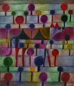 Drucke von Kamel im rhythmischen Landschaftsbild aus Bäumen, 1920. Im Bestand der Kunstsammlung Nordrhein-Westfalen zu finden in Düsseldorf Paul Klee Drucke: Kamel im rhythmischen Landschaftsbild aus Bäumen, 1920. Künstler: Klee, Paul (1879-1940)