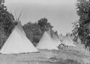 North American Ethnography Drucke: Camp life, c1908. Creator: Edward Sheriff Curtis