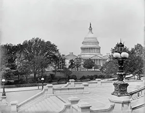 Capitol Building Washington D.C Drucke: Capitol f[rom] library steps, Washington