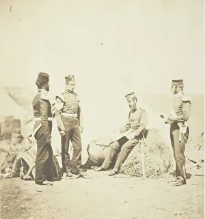 Roger Fenton Artwork Drucke: Captain Walker, 30th Regiment, reading General Orders, 1855. Creator: Roger Fenton