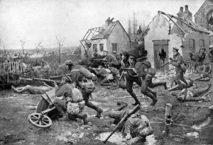 Drucke von Die Eroberung von Givenchy, (1919) Fortunino Matania Drucke: Die Einnahme von Givenchy, (1919). Künstler: Fortunino Matania.