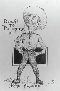 White And Black Heritage Images Drucke: Cartoon of man with empty pockets, between c1900 and c1930. Creator: Lomen Brothers