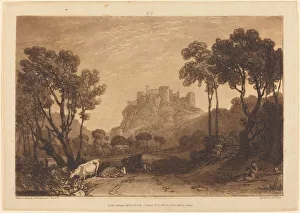 Romantic Era Art Centre Drucke: The Castle Above the Meadows, published 1808. Creator: JMW Turner