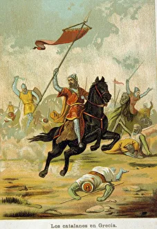 Santiago Ortega Artwork Spain Drucke: Catalan troops in the campaign of Greece