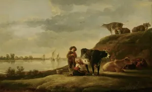 Aelbert Cuyp Paintings Drucke: Cattle by a River. Creator: Aelbert Cuyp