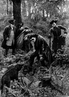 Drucke von Fangen!, 1898. Jäger mit dem Fuß in einem Fallen. Aus Illustrated London News, 1898 Wilderer Drucke: Fangschuss!, 1898. Künstler: Unbekannt.