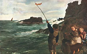 Dramatic Landscape Photography Drucke: Caught by the Tide, c1869, (c1902). Creator: Unknown
