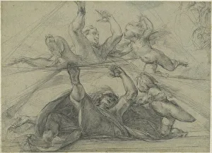 Baroque Era Architecture Drucke: Ceiling Studies of a Prophet and a Putto Seen from Below