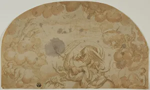Antique Artwork Drucke: Celestial Scene with Angels, n.d. Creator: Unknown