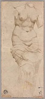 Netherlandish Renaissance Art Drucke: Celestial Venus (recto); Main Hall, Baths of Diocletian (verso), c.1535. Creator: Unknown
