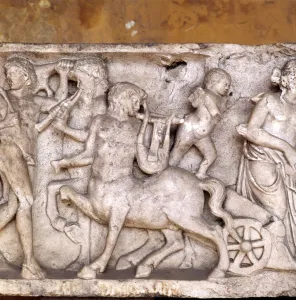 Roman Mythology Illustrations Drucke: Centaurs pulling a cart