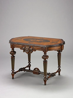 American Decorative Arts Drucke: Center table, about 1870. Creator: Unknown