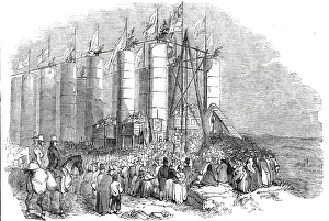 Sunderland Drucke: Zeremonie der Grundsteinlegung des Durham-Denkmals.