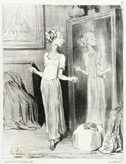 Es ist seltsam, wie dieser Spiegel mich flach macht ... 1844. Künstler: Honoré Daumier