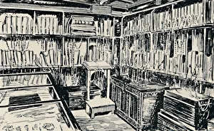 Wimborne Minster Drucke: The Chained Library at Wimborne, 1929