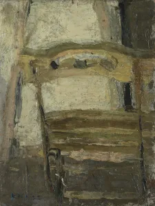 Oil On Cardboard Art Drucke: Back of a Chair, 1880. Creator: James Ensor