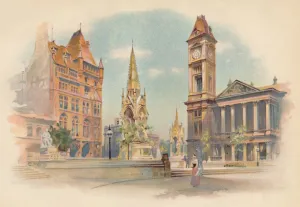Charles Wilkinson Drucke: Kammermannsplatz, Birmingham. Ausgestellt ist die Schule für Mädchen um 1890