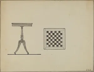 American Art 1930s Drucke: Checkerboard Table, 1936. Creator: Nicholas Gorid