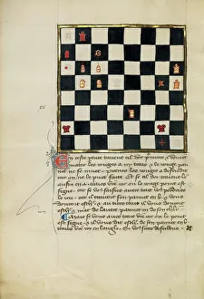 Gold Leaf Illuminated Manuscript Drucke: Chess Problem; Book of Chess Problems, late 14th century. Creator: Unknown