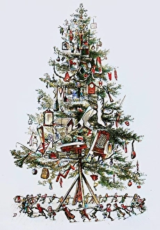 Die Kinder tanzten fröhlich um den Baum herum, 1882. Künstler: Unbekannt. Die Kinder tanzten fröhlich um den Baum herum, 1882. Künstler: Unbekannt