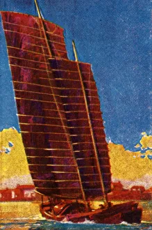 Cigarette Card Album Images Drucke: Chinese junk, c1928. Creator: Unknown