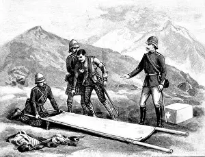 Der Chitral-Feldzug: Captain Macfarlane (Kings Own Borderers) verwundet bei der Eroberung des Malakand-Passes, 1895.