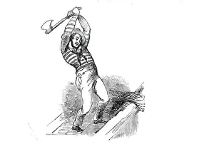 British Naval Warfare Drucke: Chopping the hauser, 1842. Creator: Unknown
