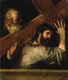 Titian malt Christ mit dem Kreuz aus den 1560er Jahren