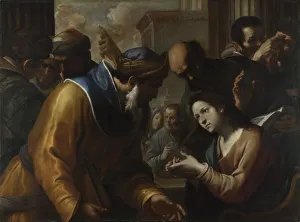 Jesus Christ Oil On Canvas Drucke: Christ disputing with the Doctors, 1660s. Artist: Preti, Gregorio (1603-1672)