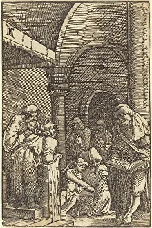 Christ Jesus Artwork Drucke: Christ Disputing with the Doctors, c. 1513. Creator: Albrecht Altdorfer