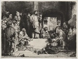 Drucke von Das Predigen Christi im Lauf der kleinen Grabstätte, um 1657 Rembrandt Drucke: Christ Predigt (Die kleine Grabstätte)