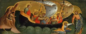 New Testament Fine Art Images Drucke: Christ Rescuing Peter from Drowning (Predella Panel), ca 1370