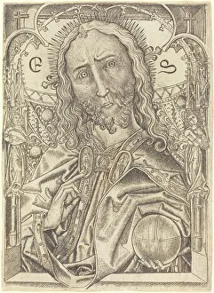 Black And White Biblical Images Drucke: Christ as Saviour, c. 1467. Creator: Master ES