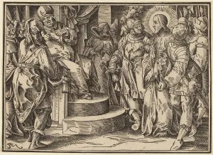 Christianity Concept Art Drucke: Christ Tells His Disciples of the Last Judgment, published 1630. Creator: Christoph Maurer