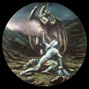John Bunyan Artwork Drucke: Christian and Apollyon, c1910. Creator: Unknown