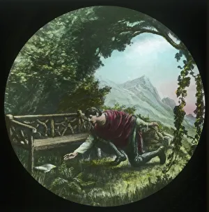 John Bunyan Pilgrims Progress Drucke: Christian returns and finds the scroll, c1910. Creator: Unknown