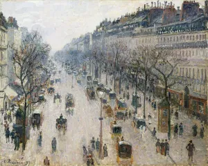 Drucke von Der Boulevard Montmartre am Wintersmorgen von 1897 Impressionistische Gemälde Drucke: Der Boulevard Montmartre am Wintermorgen, 1897. Ersteller: Camille Pissarro