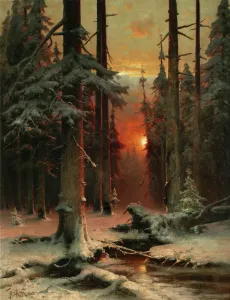 Realismus Drucke: Schnee im Wald, 1885. Künstler: Klever, Julii Julevitsch (Juli Julius), von (1850-1924)