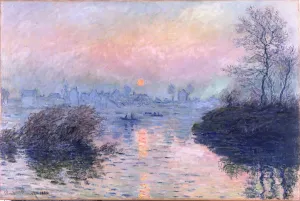 Drucke von Sonnenuntergang am Seinen bei Lavacourt, Wettereffekt Winter. Im Bestand des Petit Palais im Museum für Kunst der Stadt von Paris Claude Monet Drucke: Sonnenuntergang am Sein in Lavacourt, Wintereffekt. Künstler: Monet, Claude (1840-1926)